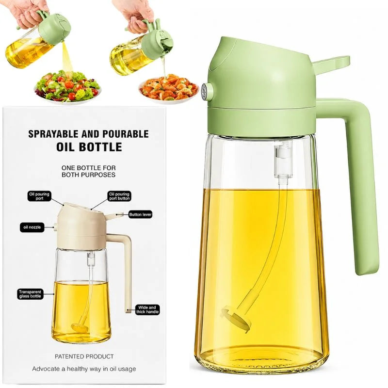 Oil Spray Bottle & Dispenser with Pouring Spout